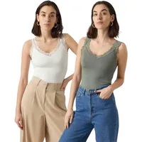 Vero Moda Spitzentop (Set, 2er-Pack) Basic Tank Top Unifarben im Doppelpack weiß S (36)