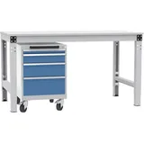 Manuflex Schubfachschrank 4 Schubfächer Stahlblech lichtgrau/brillantblau 500 mm mobil