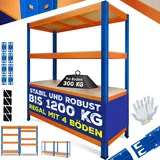 MASKO® Schwerlastregal Lagerregal Kellerregal 160x160x40cm, verstellbare Ablagen, MDF-Platten Regal aus Metall, Steckregal, Werkstattregal Stahlgestell Garage Werkbank