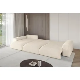 altdecor Ecksofa Cord mit Schlaffunktion 2-Sitzer Beige