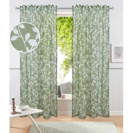 OTTO home Gardine OTTO HOME "Issoire" Gr. 3, olive, B:140cm H:225cm, Polyester, Gardinen, Gardine, Wohnzimmer, Schlafzimmer, Esszimmer, gemustert und halbtransparent