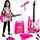 Kruzzel Spielzeuggitarre, Kinder-Mikrofon Set mit Verstärker 22407  Pink