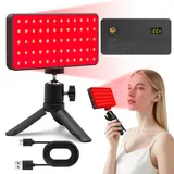 Rotlichtlampe Panel, 660nm & 850nm Rotlichtlampe mit 60 LEDs 3-in-1 Chips, 0-100% Helligkeitseinstellung & 10/20/30min Timer, Drehbarer Lampenkopf mit Ständer, Für Zuhause Büro Reise
