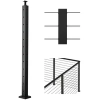 Vevor Kabelgeländerpfosten, 106,6x4,98x4,98cm Stahl-Eckgeländerpfosten, mit L-förmigen vorgebohrten Löchern, SUS304