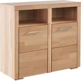 Home Affaire Kommode »Falco,89cm breit,35 cm tief, Fronten Massivholz«,... Kernbuche massiv, Holzwerkstoff, Metall Griffe,6Fächer