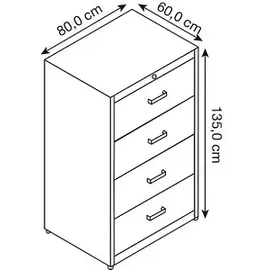 Mauser client entry Hängeregistraturschrank 80 x 60 x 135 cm weiß