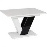 CLARK Rechteckiger Ausziehtisch 120-160 cm Schwarz/Weiß Hochglanz Glamour