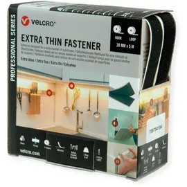 Velcro Klettband Extra Thin Fastener 5m Hakenband+Flauschband 20mm Schwarz