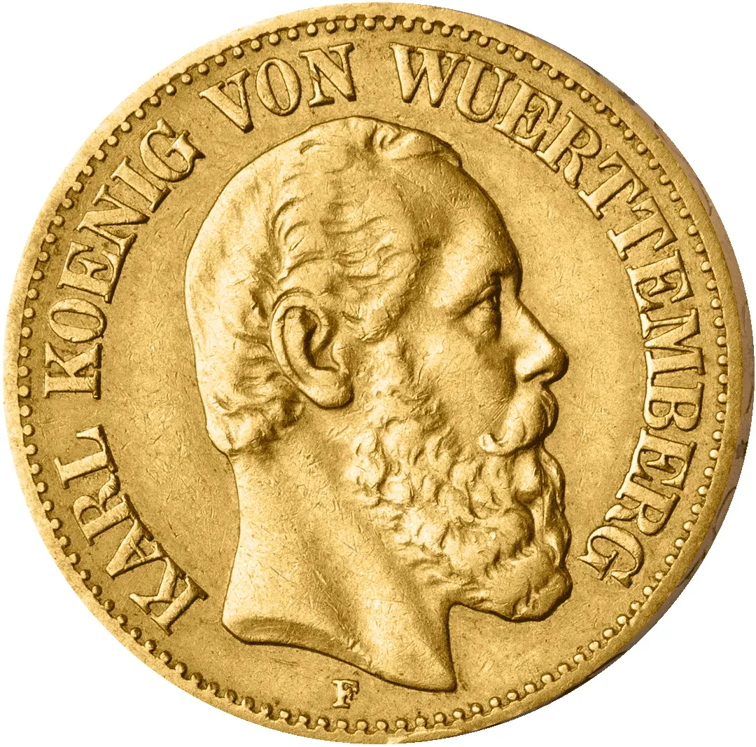 Deutsches Reich / Württemberg 10 Mark 1874-1888 König Karl