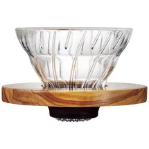 Hario Dripper V60-01, Glas, mit Olivenholz
