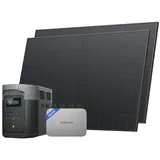 Ecoflow Balkonkraftwerk EcoFlow Mikrowechselrichter 800W, 400W Solarpanels × 2, Delta 2 Max, LFP Akku 3000 Zyklen, 80% Ladung <1 Std, App-Steuerung