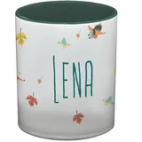 Ma2ca® Namenstasse Waldtiere Kindertasse mit Namen Becher Tasse Tasse Becher-innen_Dunkelgruen