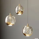 LUCANDE LED-Pendellampe Hayley, Ø 25 cm, 3-flg., gold, Glas