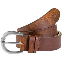 Ledergürtel TOM TAILOR DENIM "TTDCARRIE", Damen, Gr. 85, braun (cognac), Rindsleder, unifarben, vintage, used, modisch,klassisch,sportlich, Gürtel, 3 cm breiter Damengürtel, klassisch modern