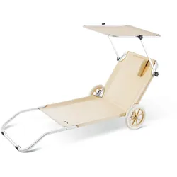 Gartenliege Kreta Beige Alu mit Rollen