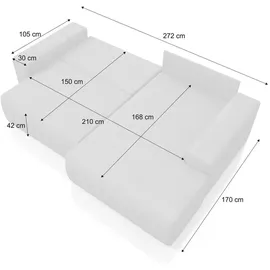 mebloland Ecksofa TOTI mit Schlaffunktion. Farbe: Rot 13. - Rot