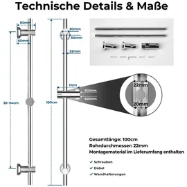 Görbach Duschset Edelstahl Duschstange 100 cm Chrom