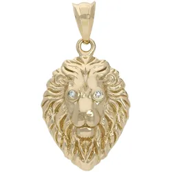 Ketten-Anhänger FIRETTI "Schmuck Geschenk Gold 375 Löwe Halsschmuck Anhänger Halskette", gold (gelbgoldfarben, fw, =feines, weiß), Schmuckanhänger, Damen, 0,02 ct SI = kleine Einschlüsse, Gelbgold 375-Diamanten, 1,47 g, Gelbgold 375, Diamanten