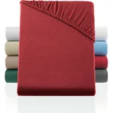 BaSaTex Flausch Feinbiber Winter Spannbettlaken Biber Spannbetttuch | 100% Baumwolle | 180x200 cm | Bordeaux