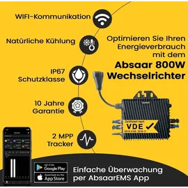 epp solar Balkonkraftwerk 880W/800W Komplettset- 2x440W Photovoltaik Solarmodule mit 800W WIFI Wechselrichter & 3M Schukostecker Smart Mini PV Anlage