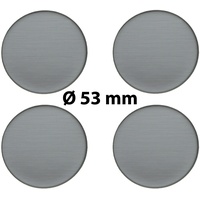 4 x Ø 53 mm Polymere Aufkleber / Metall-Optik / Nabenkappen, Felgendeckel