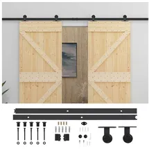 vidaXL Schiebetür 2 Pcs rechts 0 x 0 cm Braun/Schwarz