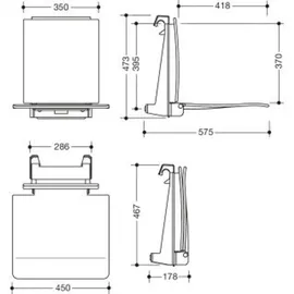 Hewi System 800 K Einhängesitz anthrazit mit Rückenlehne 450 x 449 x 561 mm