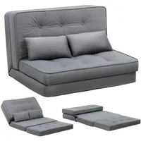 COMHOMA Schlafsofa, 2-Sitzer, kleines Bett, Sofa, Rückenlehne, verstellbar, 6 Ebenen, geeignet für Wohnzimmer, Schlafzimmer und Camping, Grau