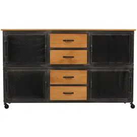 Mendler HWC-N28 Kommode 90x150x40 beige/schwarz