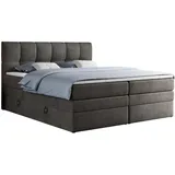 MKS Boxspringbett ALVIN KING 160/200 Dunkelgrau Velvet - H4