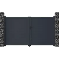 vente-unique Gartentor Doppeltor 305 x 180 cm Anthrazit/Aluminium