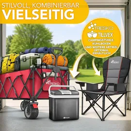 TRESKO Bollerwagen faltbar 215L mit Bremse rot