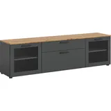 INOSIGN Lowboard »SALKIN, Breite 185 cm, 2 Türen mit ESG-Ornamentglas, 1 Schubkasten«, TV-Möbel, TV-Schrank, TV-Lowboard, Mediaboard, Vitrine, Vitrinenboard