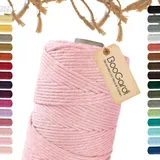 BooGardi Makramee Garn · Rosa 3mm x 200m · 3mm oder 5mm · viele Farben · Baumwollkordel · Baumwollgarn · DIY Bastelkordel · Kordelband