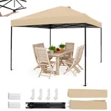 Homedemo Pop Up Pavillon 3x3, Faltpavillon Wasserdicht Stabil Winterfest, UV-Schutz 50+ Faltbarer Pavillons, Höhenverstellbar partyzelt, Gartenpavillon für Party, Hellkhaki