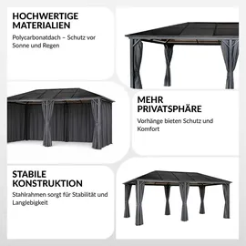 4iq group Hardtop Pavillon 3 x 6 m inkl. Vorhänge Braun