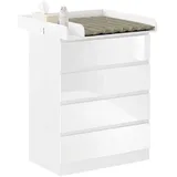 Woltu Wickelkommode, Weiß Hochglanz, 4 Schubladen, Rechteckig, 80x100.5x47.8 cm, Babymöbel, Wickelkommoden & Zubehör, Wickelkommoden