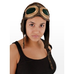 Elope Kostüm Aviator Mütze braun, Viktorianische Kopfbedeckung passend zum Steampunk Kostüm braun