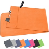 Pameil Microfaser Handtücher |120x50cm| Fitness Handtuch mit Reißverschluss, Kompakte & Schnelltrocknend Sporthandtuch, Strandhandtuch, Mikrofaser Badetuch (Orange)