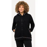 Ulla Popken Damen Kapuze, Reflektor und Einsatz Sweatjacke, schwarz,