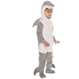 Underwraps Kostüm Weißer Hai Kostüm für Kinder, Witzig-bissiges Haikostüm für Kinderfasching, Karneval und Halloween grau 92-104
