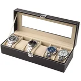 BOGAZY Uhrenbox uhrenschachtel Leder-Uhrenbox-Organizer Uhrendisplay-Aufbewahrungsbox Schmuckkollektionskoffer-Organizer Uhren-Organizer Uhren Aufbewahrungsbox (Color : 6 Slots)