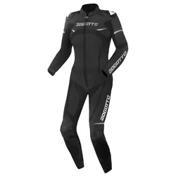 Bogotto Misano 2-Teiler Damen Motorrad Lederkombi, schwarz-grau, Größe 36
