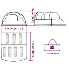 vidaXL Tunnel-Familienzelt 7 Personen Grün