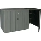 Proregal XL 1er-/2er-WPC-Mülltonnenverkleidung Erweiterung | HxBxT 117x79x105 cm | Metall Holzoptik | Grau | Premium Mülltonnenbox