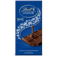 Lindt Schokolade LINDOR Feinherb | 100g Tafel | Feinherbe Schokolade mit einer unendlich zartschmelzenden Füllung | Schokoladentafel | Schokoladengeschenk