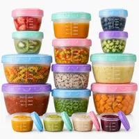 16 Stück Gefrierdosen Vorratsdosen Set 4 Größen (550 ml,280ml,110ml,70ml) Beikost Einfrieren BehäLter, Einfrierdosen mit Deckel, Gefrierdosen Klein mit Skalenmarkierung für Snacks, Saucen, Essen