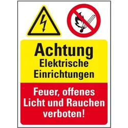 Aufkleber I Sicherheits-Kombischild mit Symbolen, Elektrische..., Folie, 200x300mm