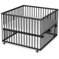 Sämann Babybett Laufgitter 100x100 cm mit Matratze SleepPlus Black Edition Premium, stufenlos höhenverstellbar schwarz