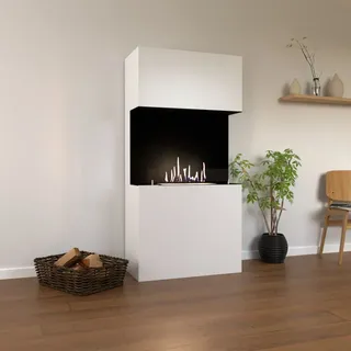 Glow Fire Ethanol Kamin NORDLAND | Ethanolofen in weiß mit 3 Std. Brenndauer, und 3 KW Heizleistung, | BxHxT: 84x170x41 cm
